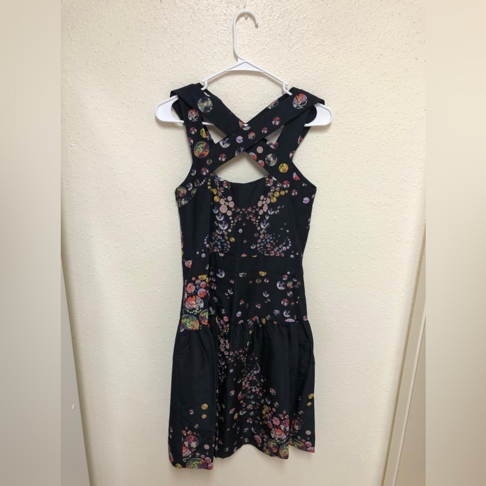 Cynthia Rowley "NWT" Cut Out Dress with Botanical Dot in Black Size 6 - Picture 6 of 10